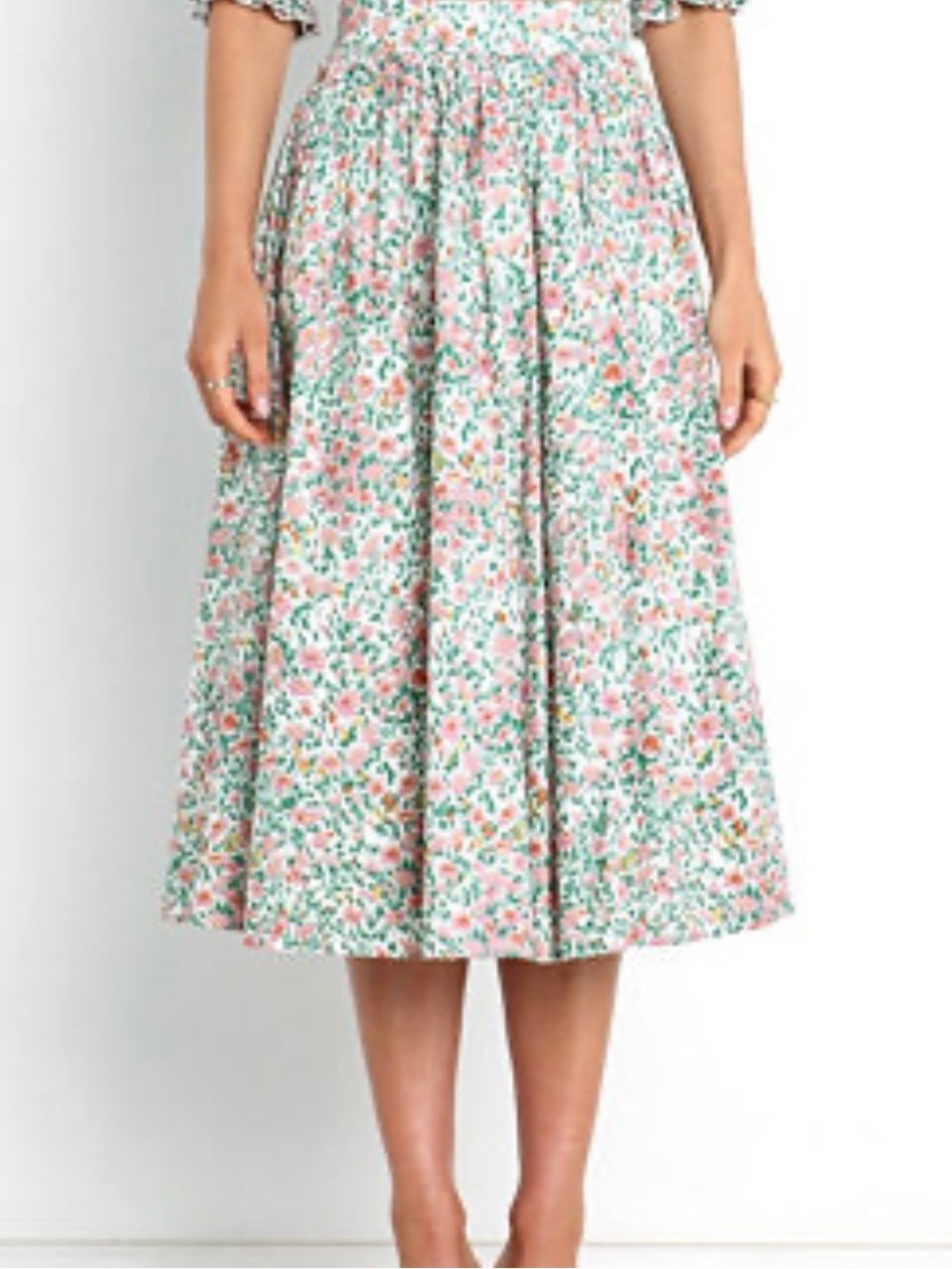 Petal & Pup Pink and Green Floral Tiered Midi Skirt
